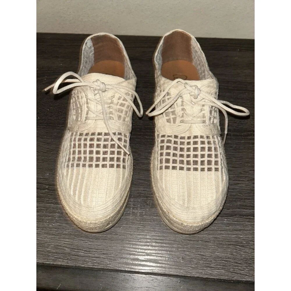 Love Rio Elsie Beige Crochet Natural Lace Up Low Top Boho Hippie Sneakers Size 8